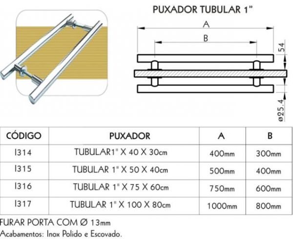 Puxador tubular